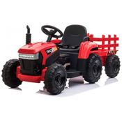 Trator Elétrico Infantil com Motor Duplo e Luzes LED, para 3 a 6 Anos, TOBBI, Vermelho