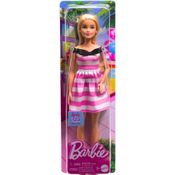 Barbie Vestido Rosa Listrado Aniversário - Mattel HTH66