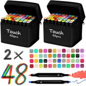 2 Malas de Pintura 96 Canetinhas Coloridas Infantil Desenho