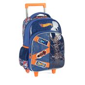 Mochila Escolar Rodinha Hot Wheels Azul - Luxcel