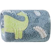 Manta Solteiro Brilha no Escuro New 150x220cm Cinza Dino