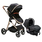 Carrinho com Bebê Conforto TS Mike Preto/Gold Premium Baby