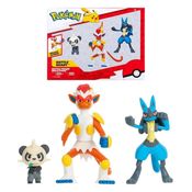 Pokemon - Multipack 3 Bonecos Lutador– Pancham , Lucario e Infernape  – Sunny