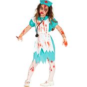 Fantasia Halloween Enfermeira Zumbi Infantil de Halloween pra Meninas