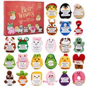 Calendário do Advento 2025, 24 Dias de Animais de Crochê Positivos - Calendário de Natal Para Crianças, Adolescentes e Adultos, GODELAIF,