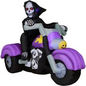 Decoração Halloween Externa Inflável Gigante Quintal Jardim Casa Mansão Morte Ceifador com Led 2,44 metros -