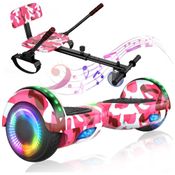Hoverboard LIEAGLE 6,5" Rosa Camuflado com Go Kart, Rodas LED e Bluetooth para Crianças e Adultos