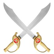 2 Super Espadas de Brinquedo Piratas Caribe Jack Sparrow Infantil Dourada 57cm