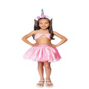 Fantasia - Saia Glitter E Tiara Unicórnio - Rosa - Tamanho P - Brink Model
