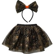 Fantasia Halloween Infantil pra Menina Kit Bruxa Saia e Tiara 2 a 8 anos