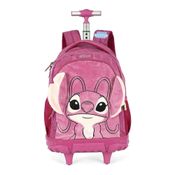 Mochila de Rodinhas Com Alça Luxcel Stitch Angel Pelúcia Roxo