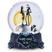 Globo de Neve Musical O Estranho Mundo de Jack- Jack and Sally Meant to Be - The Bradford Exchange, Base Rotativa de Porcelana