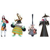 Conjunto 4 Enfeites Halloween Hallmark Keepsake 2025 Disney O Estranho Mundo de Jack - Cidadãos de Halloween Town, Plástico