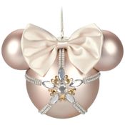 Enfeite Natalino Disney Minnie Mouse Sketchbook, Bola de Vidro com Detalhes Rosé e Pedras Preciosas