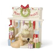 Figurinha Lenox Grinch Stealing Stockings em Porcelana Multicolor com Detalhes em Ouro 24K, 16,5 cm