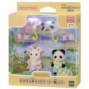 Sylvanian Families Bebê Panda e Bebê Rato 5748 Amigos do Jardim da Infância - Caminhando na Chuva