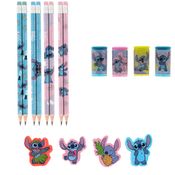 Kit 4 Lápis 2 Borrachas 2 Apontadores Escolar Stitch - Molin