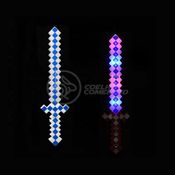 Brinquedo Espada Pixel 58Cm Diamante Com Som E Luz À Pilha - Vermelho