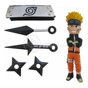 Kit Boneco Naruto 15Cm + 2 Shuriken + 1 Bandana...