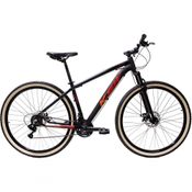 Bicicleta Aro 29 Ksw Xlt 24v Freio A Disco Suspensão Mountain Bike - Preto-vermelho-laranja Tam.19