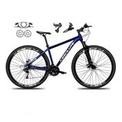 Bicicleta Aro 29 Absolute Nero 5 21v Alumínio Câmbios Shimano Freio Disco Hidráulico Garfo Suspensão - Azul Tam.21
