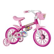Bicicleta Infantil Aro 12 Nathor Flower Com Garrafinha Rosa