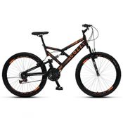 Bicicleta Gps 148 Dupla Suspensão E Freios V-brake; Aro 26 Aero; 36 Raias; 21 Marchas Colli Preto-laranja