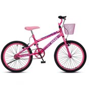 Bicicleta Jully Aro 20 Aero 36 Raias; Freios V-brake Dianteiro E Traseiro; Suporte De Guidão Down Hill E Cestinha Rosa