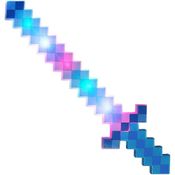 Brinquedo Espada Pixel 58Cm Diamante Com Som E Luz À Pilha - Azul