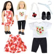 KIT ROUPA BONECA PARA OUR GENERATION - FLOWER - 6 PÇS