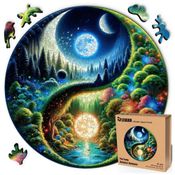 Quebra Cabeças em Madeira MDF para Adultos, Tema Yin Yang Natures Balance com 500 Peças, LEOGOR, Colorido