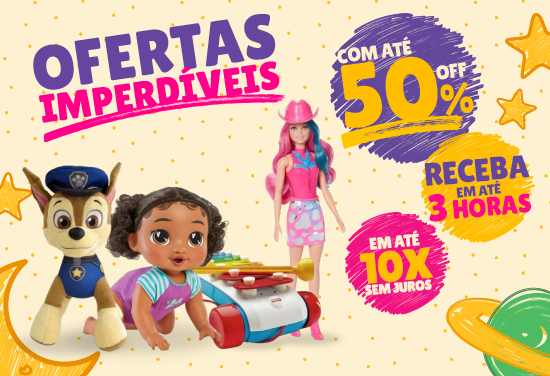 Banner de ofertas imperdíveis com até 50% de desconto