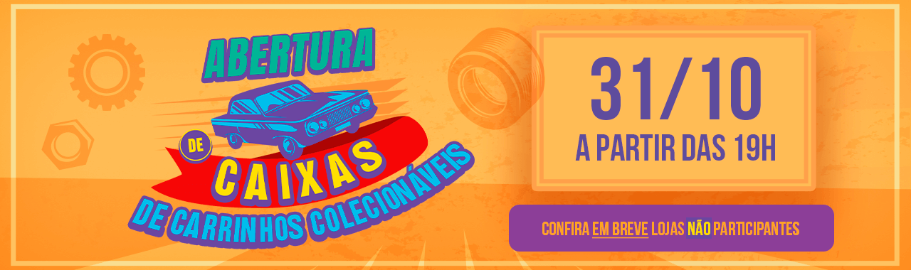 Banner de evento abertura de caixas de carrinhos colecionáveis dia 31/10