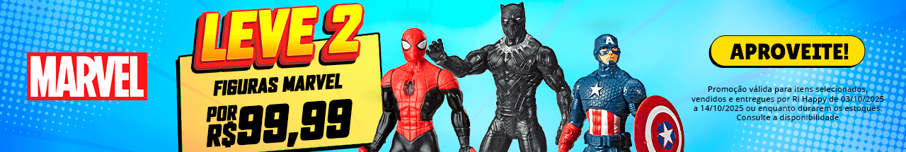 Banner promocional 2 figuras marvel por R$99,99